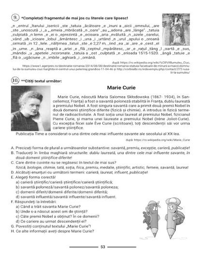 Hedwig Bartolf, Tünde Márta Császár, Kinga Bors:  Caiet de exerciții – Limba și literatura română pentru școlile și secțiile cu predare în limba maghiară clasa a VI-a