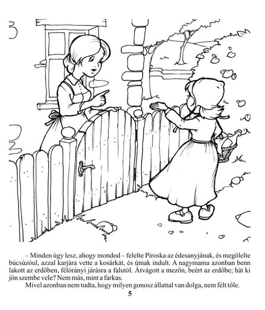 Scufița Roșie și Lupul - Carte de colorat cu povești